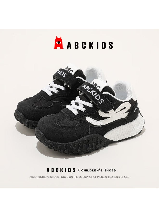 Abc Kids Kids Sports Casual Shoes Non-slip Anti-collision Sole Trendy Comfortable Running Shoes Sy533603647py Black White Size 34 - Image 1