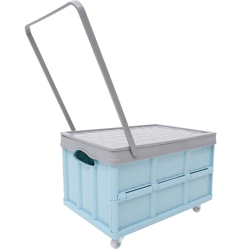 Cabilock Collapsible Storage Bins with Lids Folding Plastic Stackable Utility Crates 30L Plastic Tote Storage Box Container Stackable Folding Utility Crates for Clothes Books Snack Shoe and Grocery Storage - Image 2