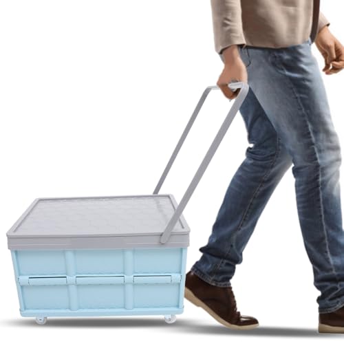 Cabilock Collapsible Storage Bins with Lids Folding Plastic Stackable Utility Crates 30L Plastic Tote Storage Box Container Stackable Folding Utility Crates for Clothes Books Snack Shoe and Grocery Storage - Image 3