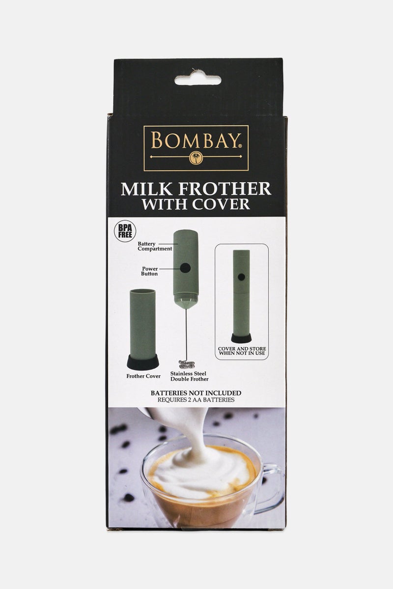 Bombay Stainless Steel Milk Frother With Cover, Sage Green - Image 4
