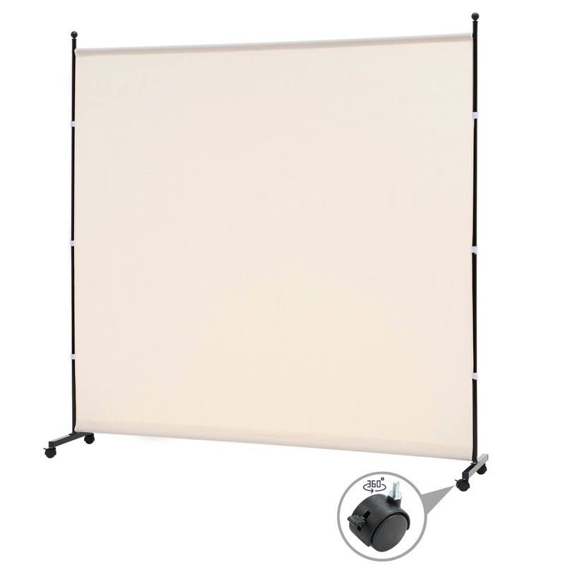 SIMFLAG 6FT Single Panel room divider with WheelsRolling Fabric room dividers for Partition privacy screensFreesting Wall Divider for Home OfficeHospitalBeige
