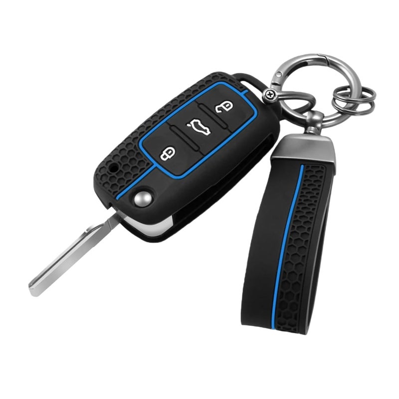 Red Leather Car Key Case Cover Compatible for Multiple Volkswagen Models - Image 5