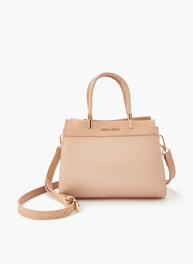 Textured Tote Bag with Double Handle and Zip Closure