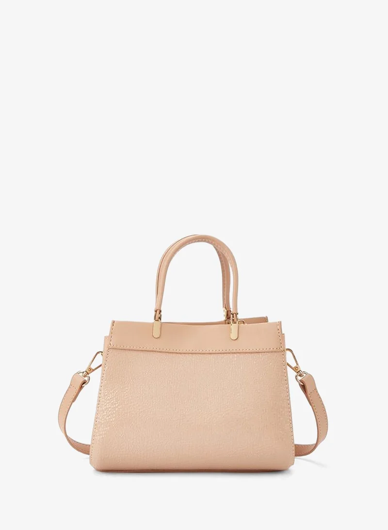 Flora Bella By Shoexpress CREAM Textured Tote Bag with Double Handle and Zip Closure for Women | Best Price UAE