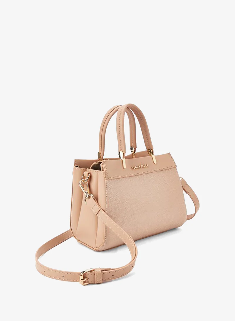 Flora Bella By Shoexpress CREAM Textured Tote Bag with Double Handle and Zip Closure for Women | Best Price UAE