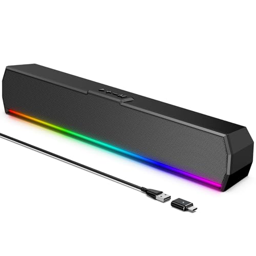 Kunodi USB Computer Speakers for Desktop Monitor, PC Speakers with Stereo Sound, Colorful Light Modes, Plug & Play, USB C Powered for Computer Laptop Monitor Tablet Work - Image 1