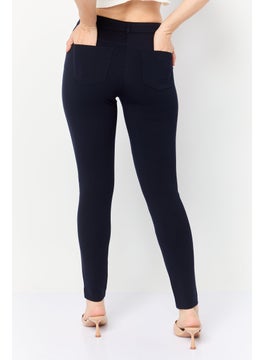 Zero Women Skinny Fit Solid Stretchable Skinny Pants, Dark Navy  - Image 2