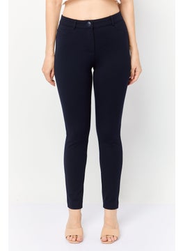 Zero Women Skinny Fit Solid Stretchable Skinny Pants, Dark Navy  - Image 1