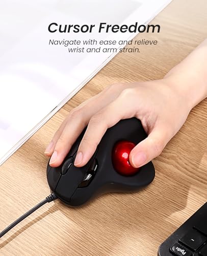 Nulea M509 Trackball Mouse Wired, Ergonomic Design, Easy Thumb Control, Precise & Smooth Tracking, 2-in-1 Interface (Type A &Type C), Compatible for PC, Laptop, Mac, Windows(Red). - Image 2