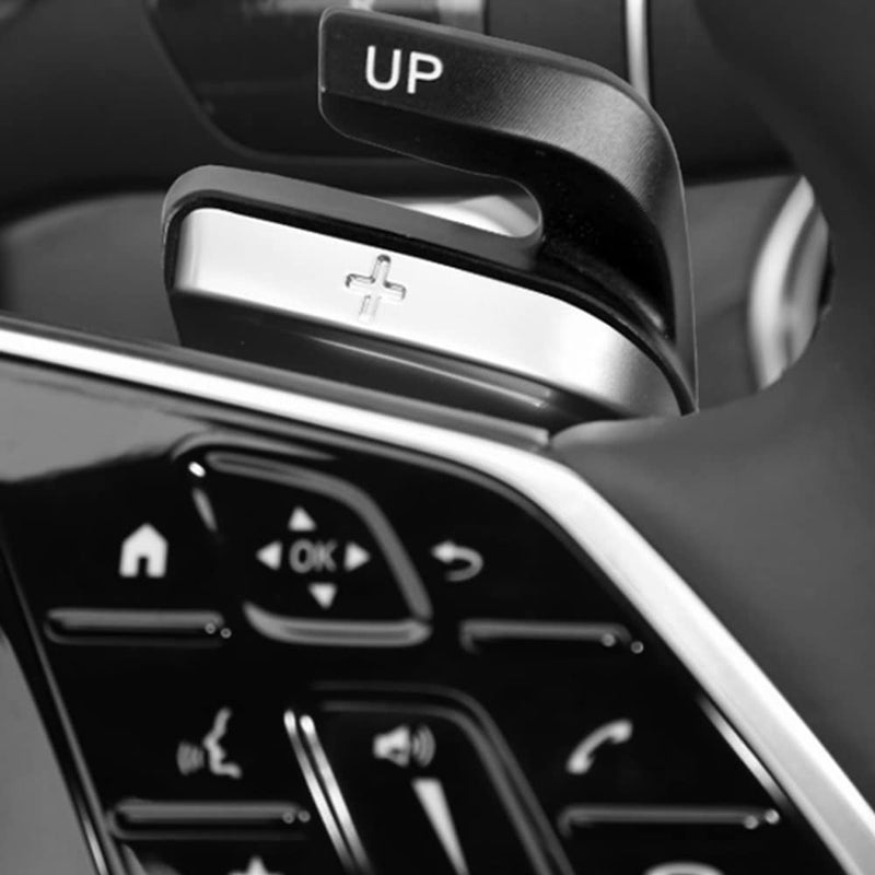 Silver Aluminum Steering Wheel Paddle Shifter Extension Covers Sporty Interior Accessories - Image 5