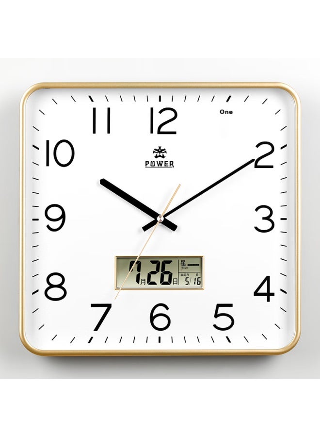 Power Ba Perpetual Calendar Wall Clock, Living Room Timepiece, Modern Minimalist Wall Clock, Square Quartz Clock, 33cm Long, Bw24021a1 - Image 1