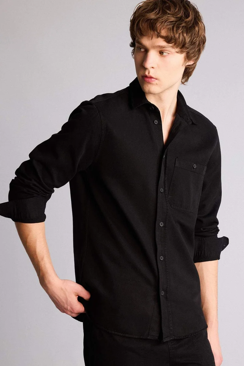 ديفاكتو Regular Fit Shirt Collar Twill Long Sleeve Shirt