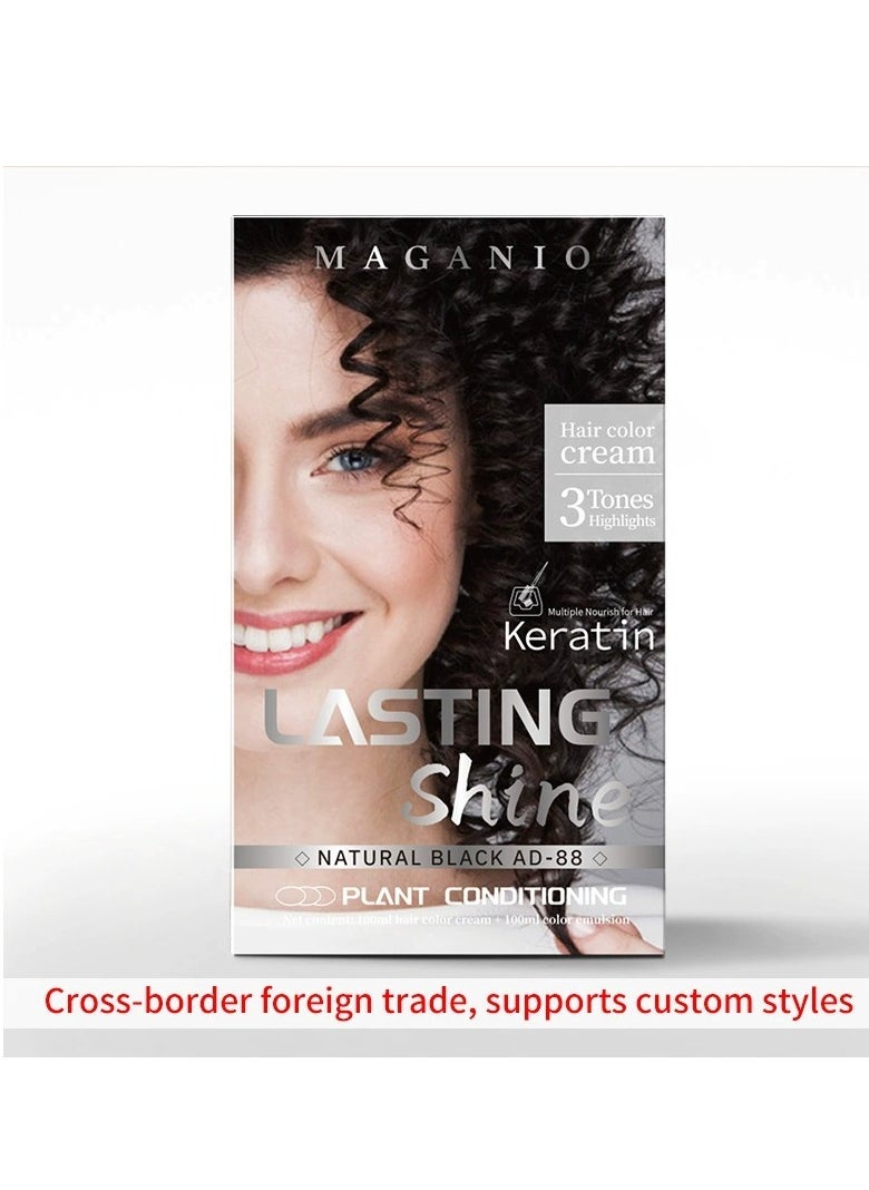 KERATIN Plant Extract Hair Dye Boxed Hair Dye in Various Colors with Tool Kit Set (Black)  - Image 1