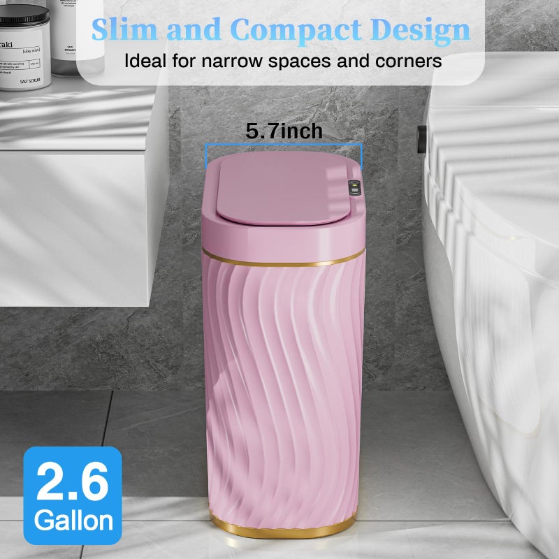 Ogikey Bathroom Small Trash Can with Automatic Touchless Lid, 2.6 Gallon Smart Garbage Can Narrow Waterproof Trash Bin for Bedroom, Office, Living Room - Image 3