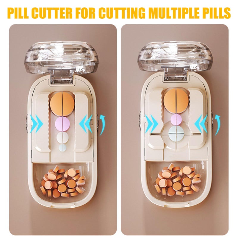 DUARIHA Pill Cutter for Cutting Multiple, 1/2 1/4 Pill Splitter for Large, Small and Tiny Pills, Portable Pills Cutter,Storage Organizer, Accurate Centering Alignment Device (White) - Image 4