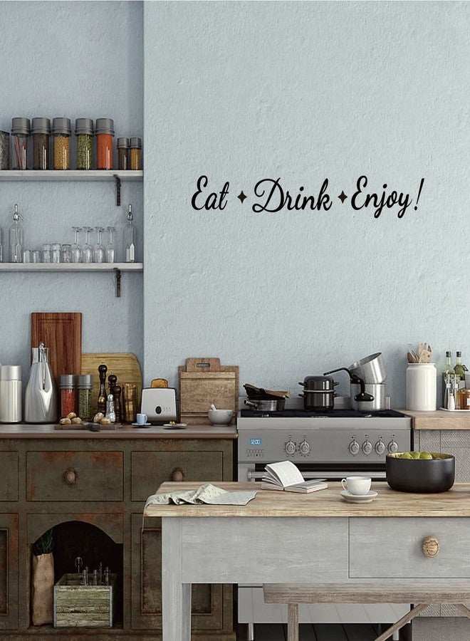 SUPERDANT Eat Drink Enjoy Quotes Wall Stickers Vinyl Wall Decor Stickers DIY Saying Wallpaper Art Decal Sticker Home Decoration for Living Room Bedroom Black Kitchen Dining Room Decor 26.7x5in - Image 3