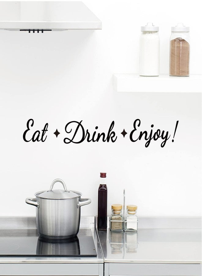 SUPERDANT Eat Drink Enjoy Quotes Wall Stickers Vinyl Wall Decor Stickers DIY Saying Wallpaper Art Decal Sticker Home Decoration for Living Room Bedroom Black Kitchen Dining Room Decor 26.7x5in - Image 4
