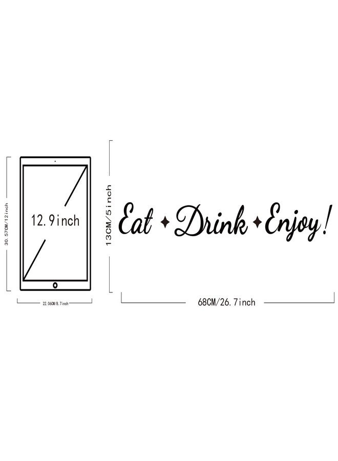 SUPERDANT Eat Drink Enjoy Quotes Wall Stickers Vinyl Wall Decor Stickers DIY Saying Wallpaper Art Decal Sticker Home Decoration for Living Room Bedroom Black Kitchen Dining Room Decor 26.7x5in - Image 2