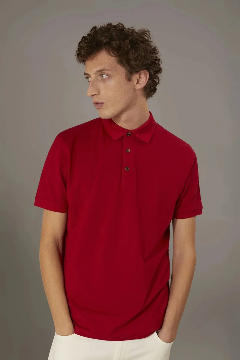 Short sleeve polo 100% cotton piquet - Red