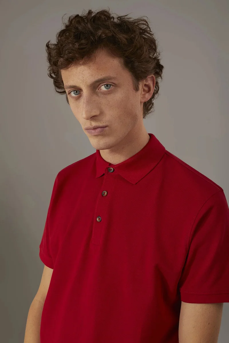 دوبل غانغر Short sleeve polo 100% cotton piquet - Red