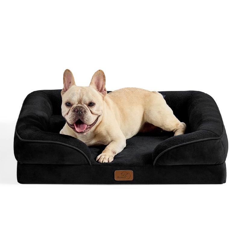 Bedsure Orthopedic Dog Bed Medium Size Dogs Washable Medium Dog Cat Bed Waterproof Comfort Pet Couch Sofa with Washable Removable Cover Pets Bed with Nonskid Bottom Black 28