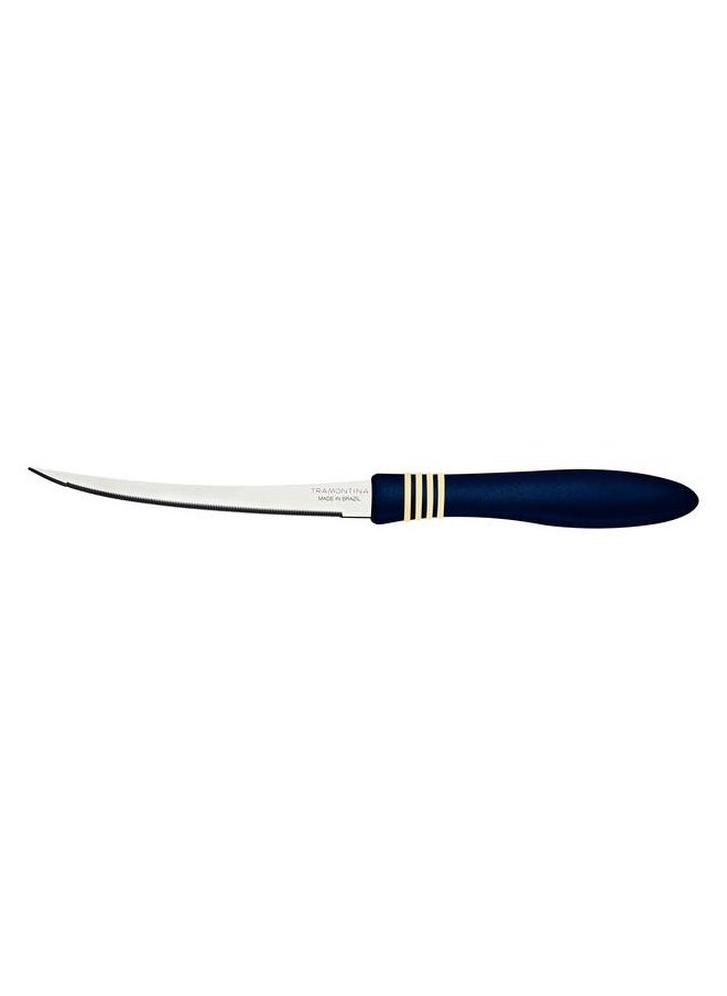 TRAMONTINA - Since 1911,Made in Brazil- Cor&Cor 2 Pieces Tomato Knife Set with Stainless Steel Blade and Dark Blue Polypropylene Handle - Image 1
