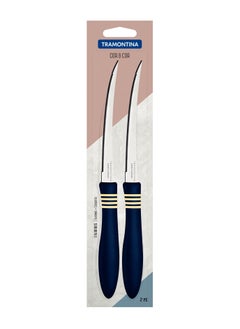 TRAMONTINA Since 1911,Made in Brazil- Cor&Cor 2 Pieces Tomato Knife Set with Stainless Steel Blade and Dark Blue Polypropylene Handle  - Image 3