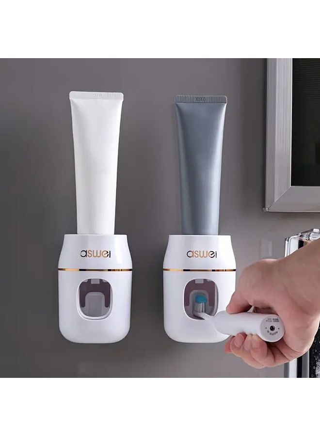 Wall Mounted Automatic Toothpaste Dispenser No Drill Needed White Bathroom Accessory - Image 1