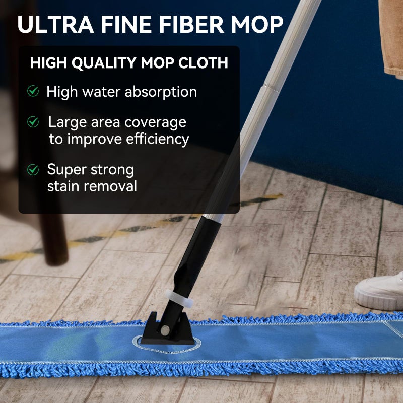 BeiLan Commercial 48 Inch Dust Mop Head: Replacement Heavy-Duty Sweeper and Janitorial Industrial Dust Mop Head for Floor Cleaning, Office, School, Restaurant, Hospital (3 Pack - Blue) - Image 4