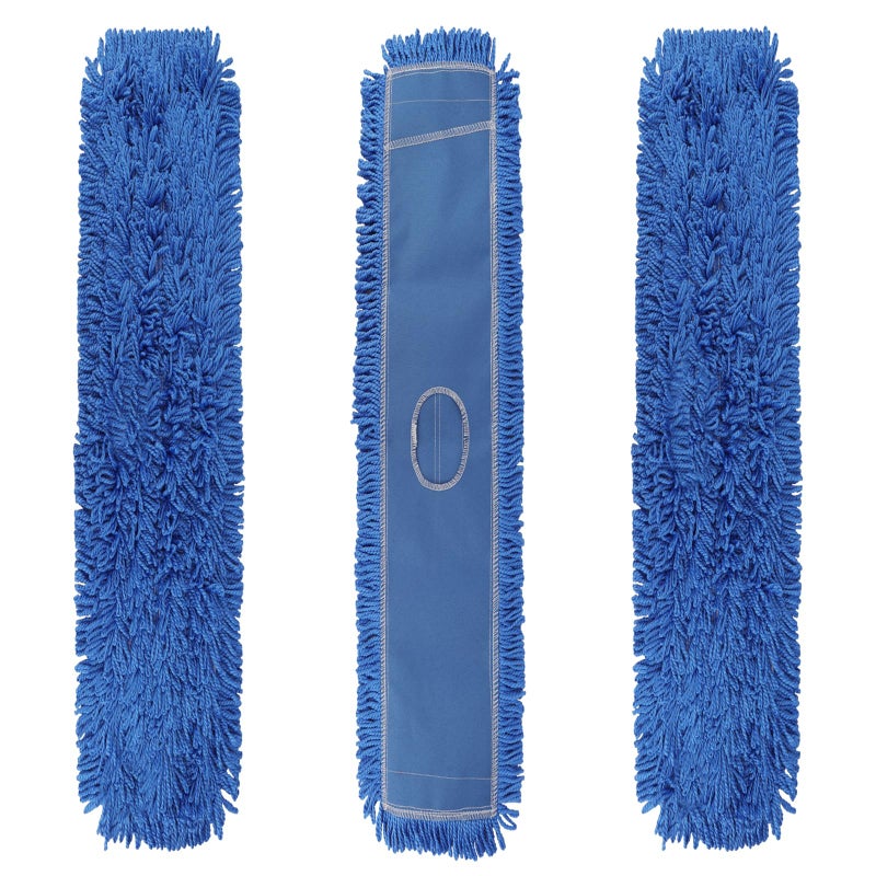 BeiLan Commercial 48 Inch Dust Mop Head: Replacement Heavy-Duty Sweeper and Janitorial Industrial Dust Mop Head for Floor Cleaning, Office, School, Restaurant, Hospital (3 Pack - Blue) - Image 1
