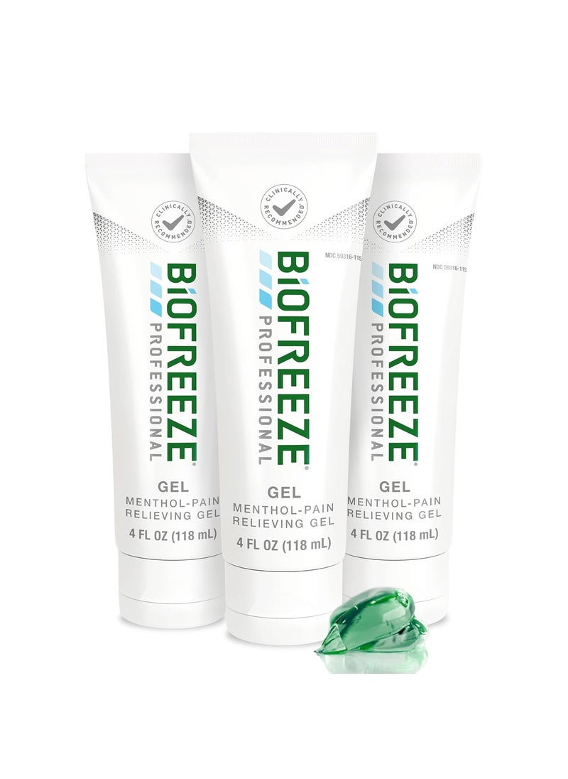 Biofreeze Biofreeze Professional Pain Relief Gel, 4 oz Tube (3-Pack) - Fast, Cooling Relief for Arthritis, Muscle Soreness, Joint, Back, Neck, Knee Pain & More 