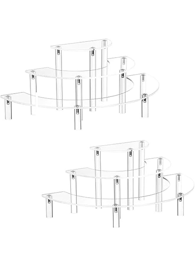 erorex Acrylic Risers Display Stand 3 Tier Clear Acrylic Cupcake Stand For Pop Figure Half Moon Dessert Stand For Display Collections 2 Pack - Image 1