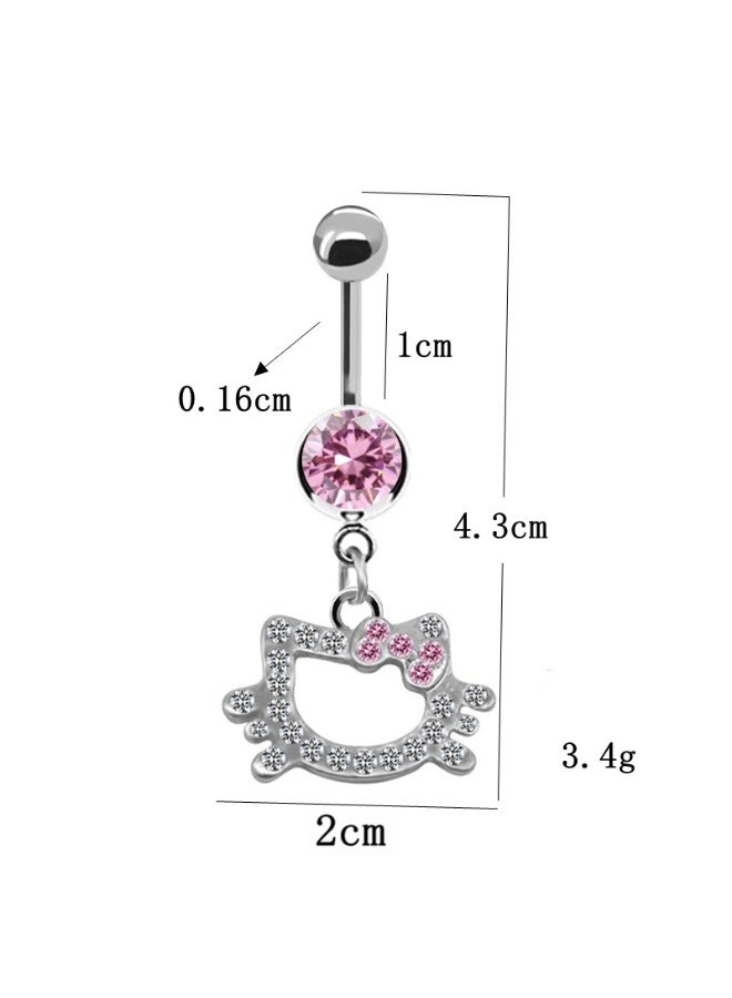 maffick 5 Pcs Mixed Style Stainless Steel Belly Button Rings Set in Luxury Jewelry Box (10x10x5cm) - Snake, Cat, Flower & Teardrop Crystal Navel Piercings with Gift Card - Image 4