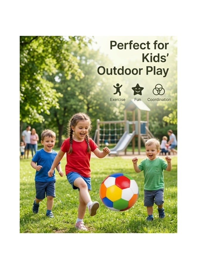 طلال كرة قدم للأطفال مقاس 3 – كرة قدم ملونة للأطفال من سن 3–6 سنوات، كرة تدريب خفيفة الوزن من مادة البولي فينيل كلوريد الناعمة للعب في الأماكن المغلقة والمفتوحة، كرة قدم صغيرة بخياطة متينة للأولاد والبنات - Image 2