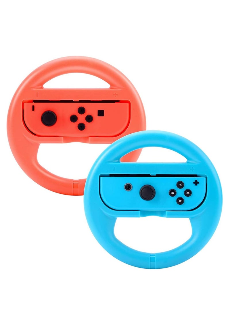 ماركة غير محددة عجلة قيادة متوافقة مع جهاز Nintendo Switch، ملحقات الاستخدام العائلي متوافقة مع وحدات تحكم Switch JoyCon، عبوتان (أزرق وأحمر)  - Image 1