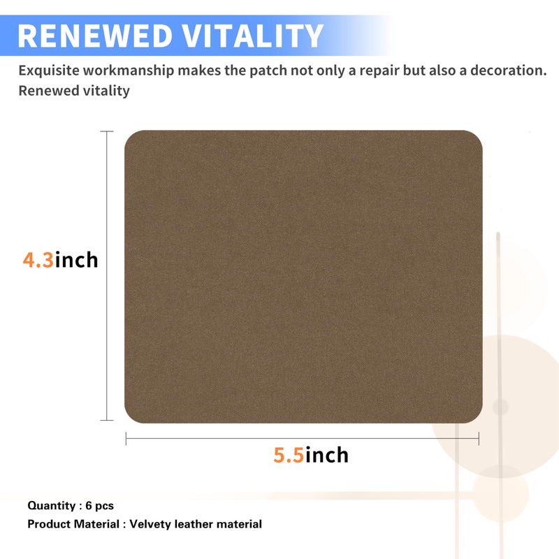 Azobur Sofa Repair Patch, 6 Piece Microfiber Patches, Self-Adhesive Patch Repair for Fabric Sofas, Luxurious Look, Quick Fix (Brown) - Image 2