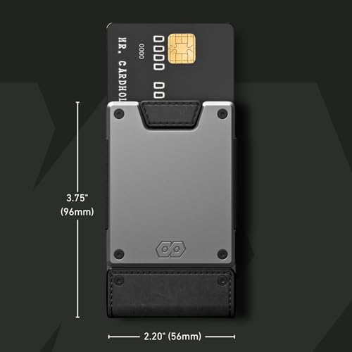 PROOF Wallet | Slim Minimalist Wallets for Men | Leather & Metal | RFID Wallet | Front/Back Pocket | Gift Box | Veteran Owned (Apex (Full Grain Black Leather | Satin Gun Metal)) - Image 2