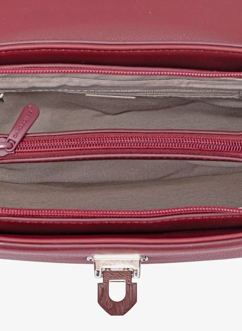 David Jones Windsor Wine David Jones formal Clutch Bag for women- The new luxury hex bag with flap- Leather formal Handbag for every occassions- Hand-carried purse model cm7125-2 for Women | Best Price UAE