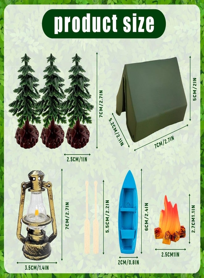 Morofme Camping Cake Decorations Tent Cake Topper Wilderness Forest Themed Cupcake Topper Boat Fireside Campfire Tree Cupcake Decor for Camping Theme Birthday Party Supplies - Image 3