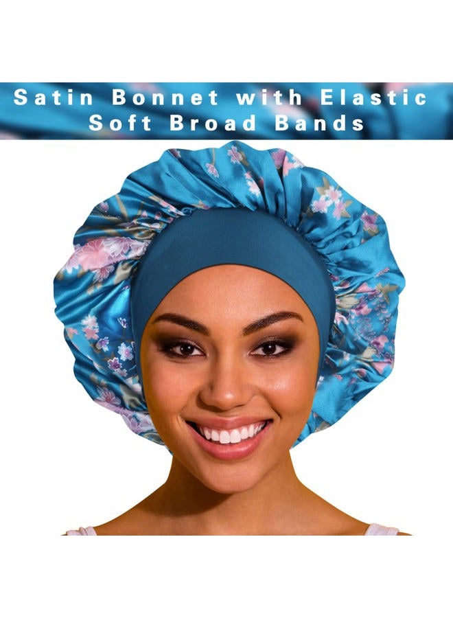 Roybens Satin Bonnet Hair Bonnet for Sleeping- 4 Pack Large Bonnets for Black Women with Elastic Soft Band for Hair Care - Image 2