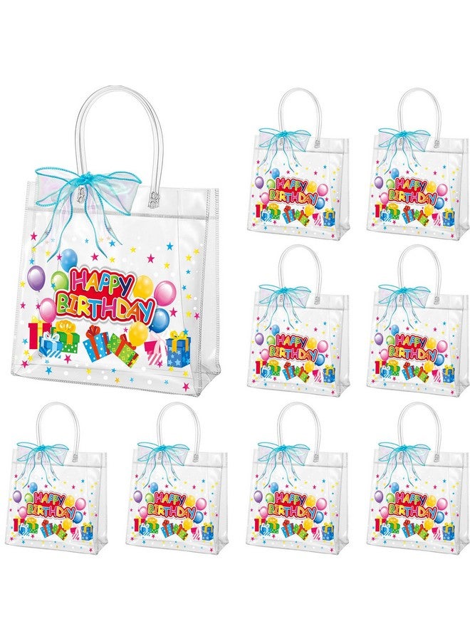 Henoyso Henoyso 24 Pcs Clear Happy Birthday Gift Bags Plastic Goodie Candy Treat Bags PVC Party Favor Bags with Handles 7.8 x 7.8 x 3.1 Gift Wrap Totes - Image 1