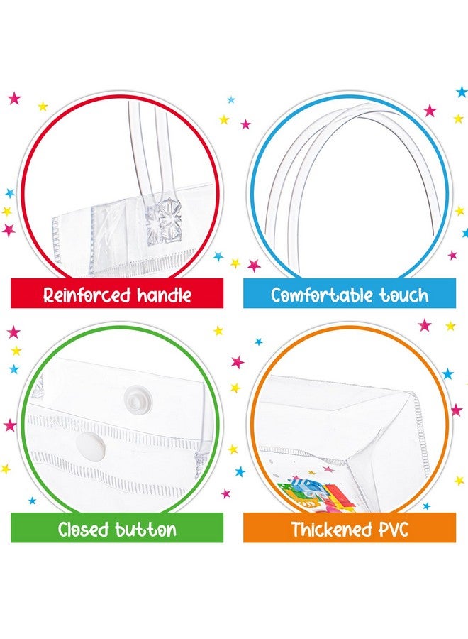 Henoyso Henoyso 24 Pcs Clear Happy Birthday Gift Bags Plastic Goodie Candy Treat Bags PVC Party Favor Bags with Handles 7.8 x 7.8 x 3.1 Gift Wrap Totes - Image 4