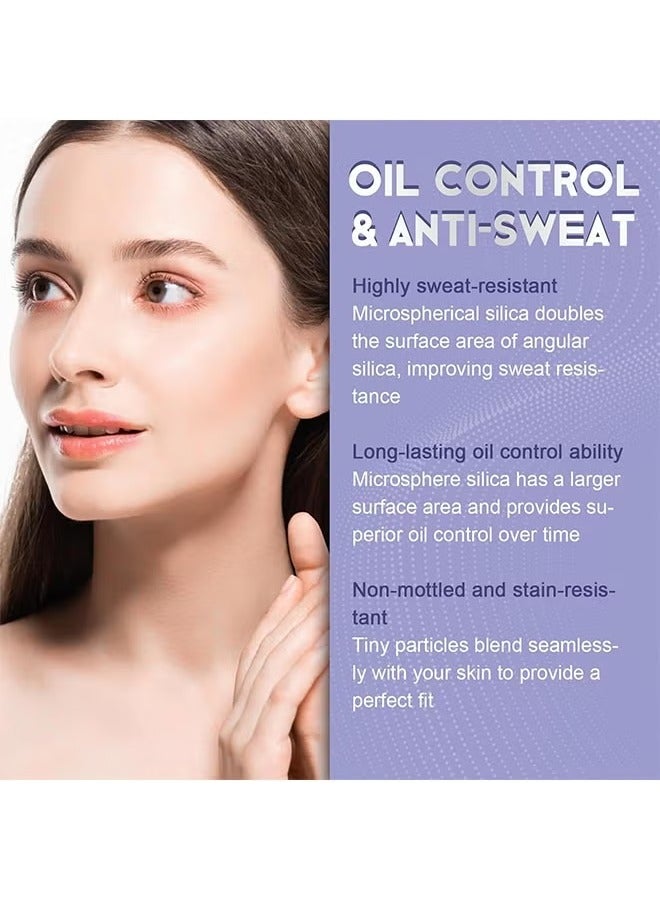 Candy Bella Matte Foundation Powder, Jelly Setting Powder with Mini Puff, Powder-free Oil Control Face Pressed Powder Creates Long-Lasting Silky Blurring Waterproof Makeup #Violet Powder - Image 4