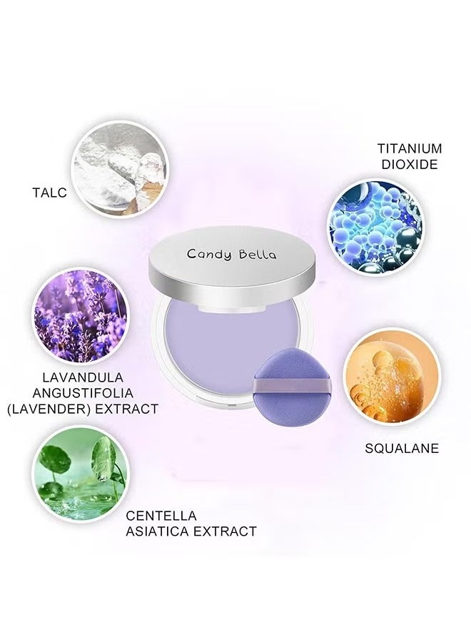 Candy Bella Matte Foundation Powder, Jelly Setting Powder with Mini Puff, Powder-free Oil Control Face Pressed Powder Creates Long-Lasting Silky Blurring Waterproof Makeup #Violet Powder - Image 5