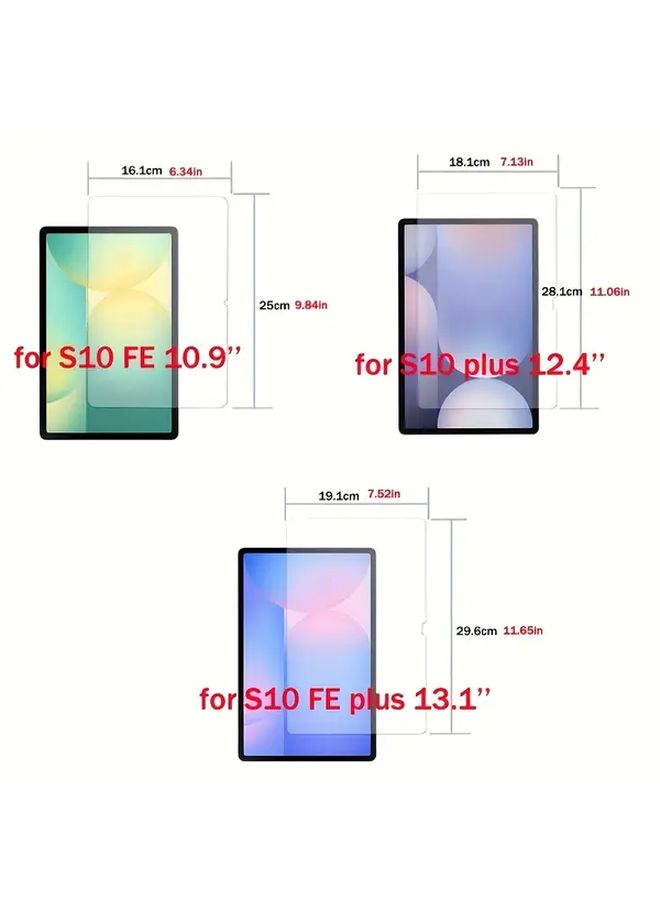 3Pcs Tempered Glass Screen Protector Compatible With Galaxy Tab S10 Plus 9H Hardness HD Clear Scratch Resistant Impact Proof - Image 2