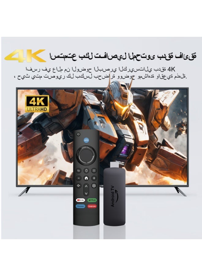 عصا تلفاز ذكية تعمل بنظام أندرويد، جهاز بث 4K مع ذاكرة وصول عشوائي (RAM) سعة 2 جيجابايت وذاكرة قراءة فقط (ROM) سعة 16 جيجابايت، واي فاي ثنائي النطاق (2.4G/5G) وبلوتوث 5.0، وواجهات متعددة، AllwinnerH313، ودعم HDR للتلفزيون الذكي - Image 3