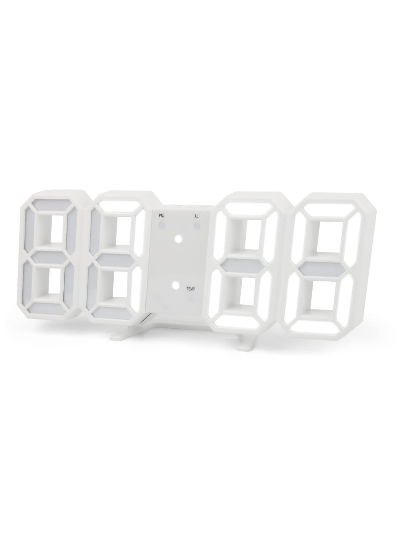 بيسكي  Baeskii التنبيه الرقمي 3D ، الساعة الرقمية LED للجدار مع 3 مستويات السطوع قابلة للتعديل تلقائيًا ، الإضاءة الليلية الحديثة LED تواريخ الساعة الإلكترونية ، عرض درجة الحرارة (أبيض) - Image 1