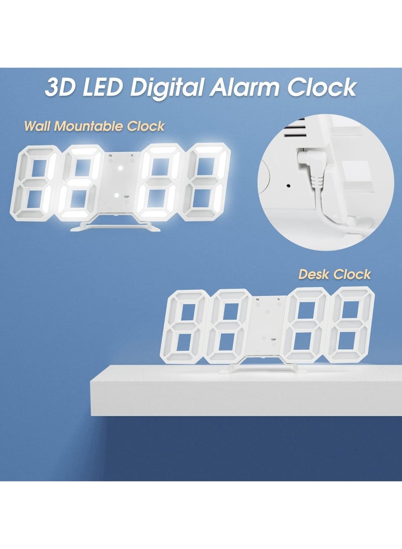 بيسكي  Baeskii التنبيه الرقمي 3D ، الساعة الرقمية LED للجدار مع 3 مستويات السطوع قابلة للتعديل تلقائيًا ، الإضاءة الليلية الحديثة LED تواريخ الساعة الإلكترونية ، عرض درجة الحرارة (أبيض) - Image 3