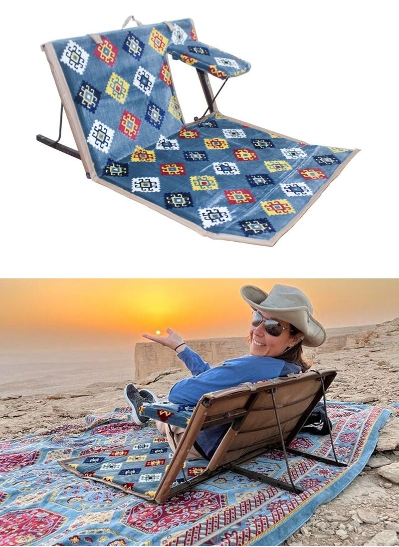 Folding Chair With Armrest And Adjustable Backrest Support - Foldable Chair For Trips Picnic and Camping - Traditional Ground Sitting Chair For Sitting Sessions, Portable and Comfortable