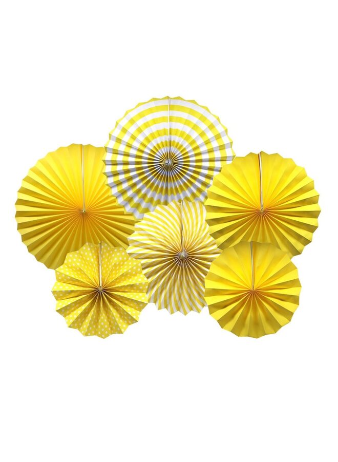 6 PCS Hanging Paper Fans Yellow Round Pattern Paper Garlands Decoration for Birthday Wedding Graduation Events Accessories YELLOW, One Size  - Image 1